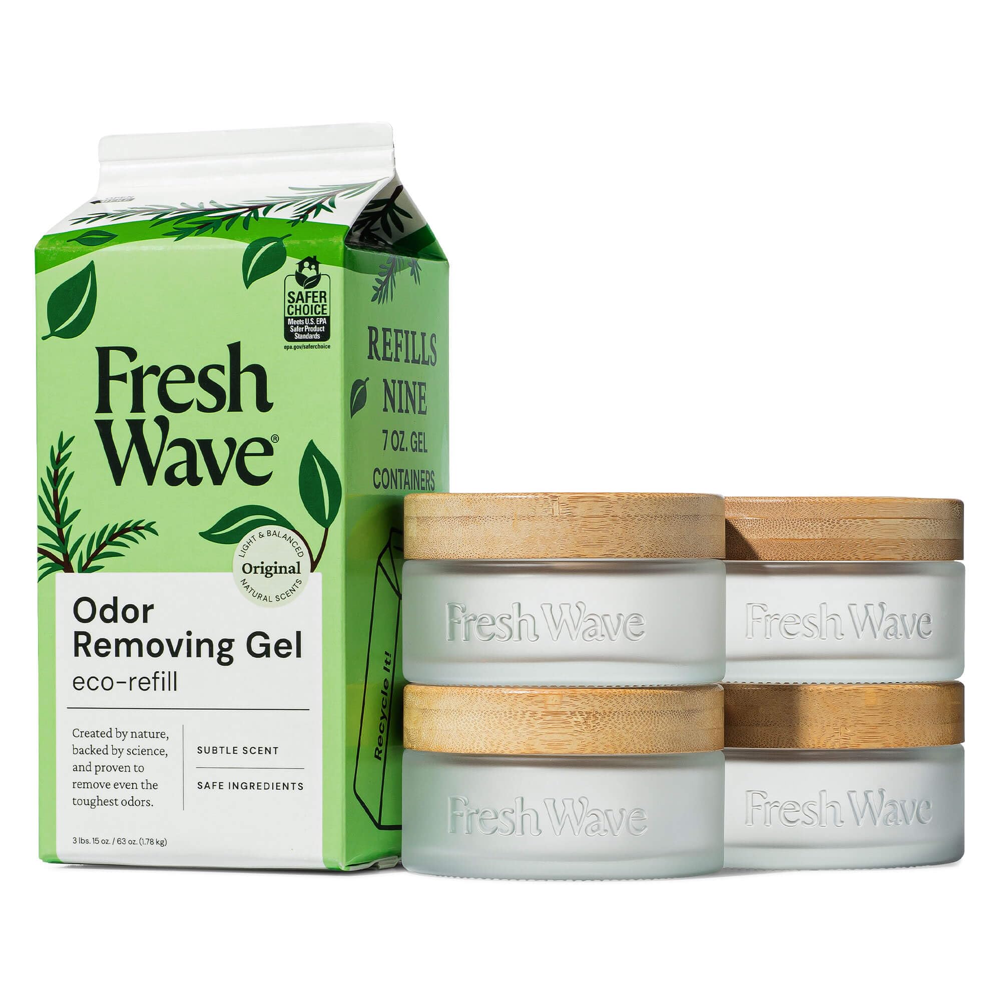 Fresh Wave tarros y recarga vista frontal mostrando kit completo