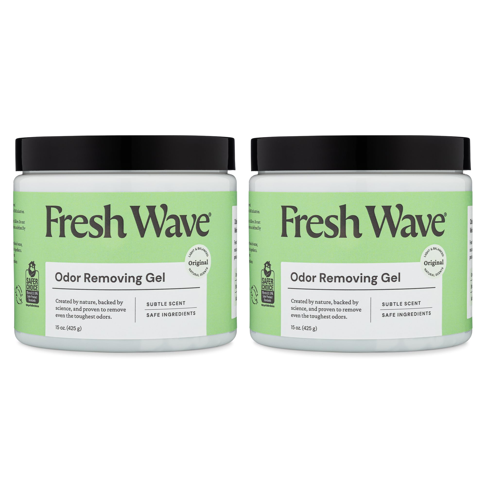 Fresh Wave frasco frontal mostrando etiqueta clara y beneficio neutralizador