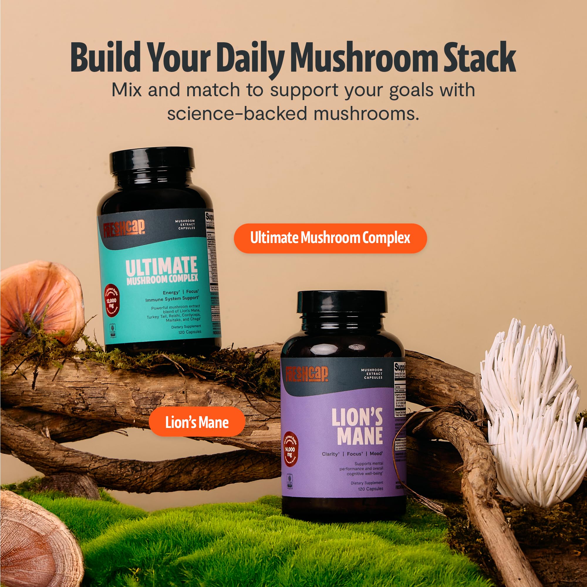FreshCap Mushrooms estilo de vida persona tomando cápsulas por la mañana