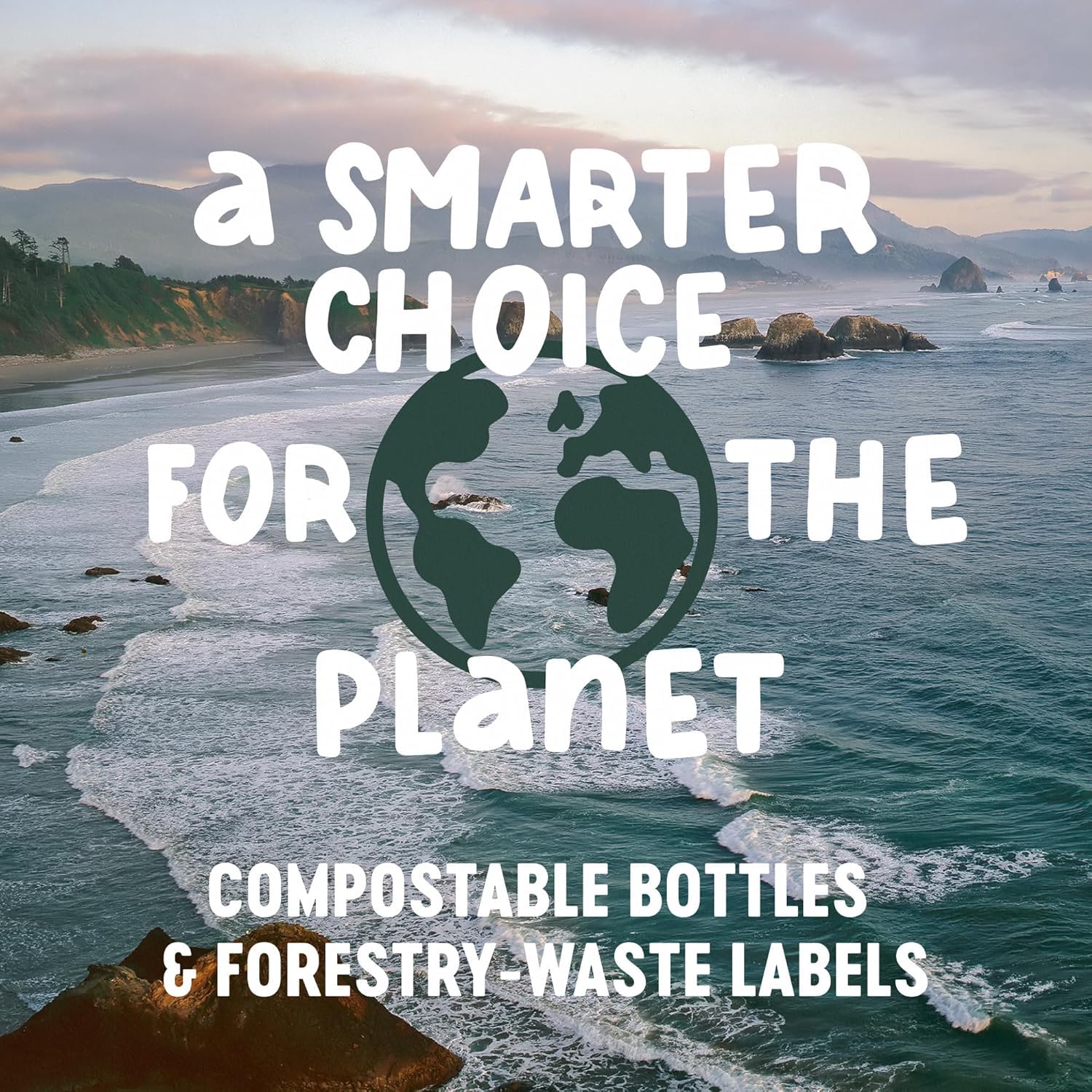 Freshfield botella compostable mostrando compromiso ambiental, empaquetado eco