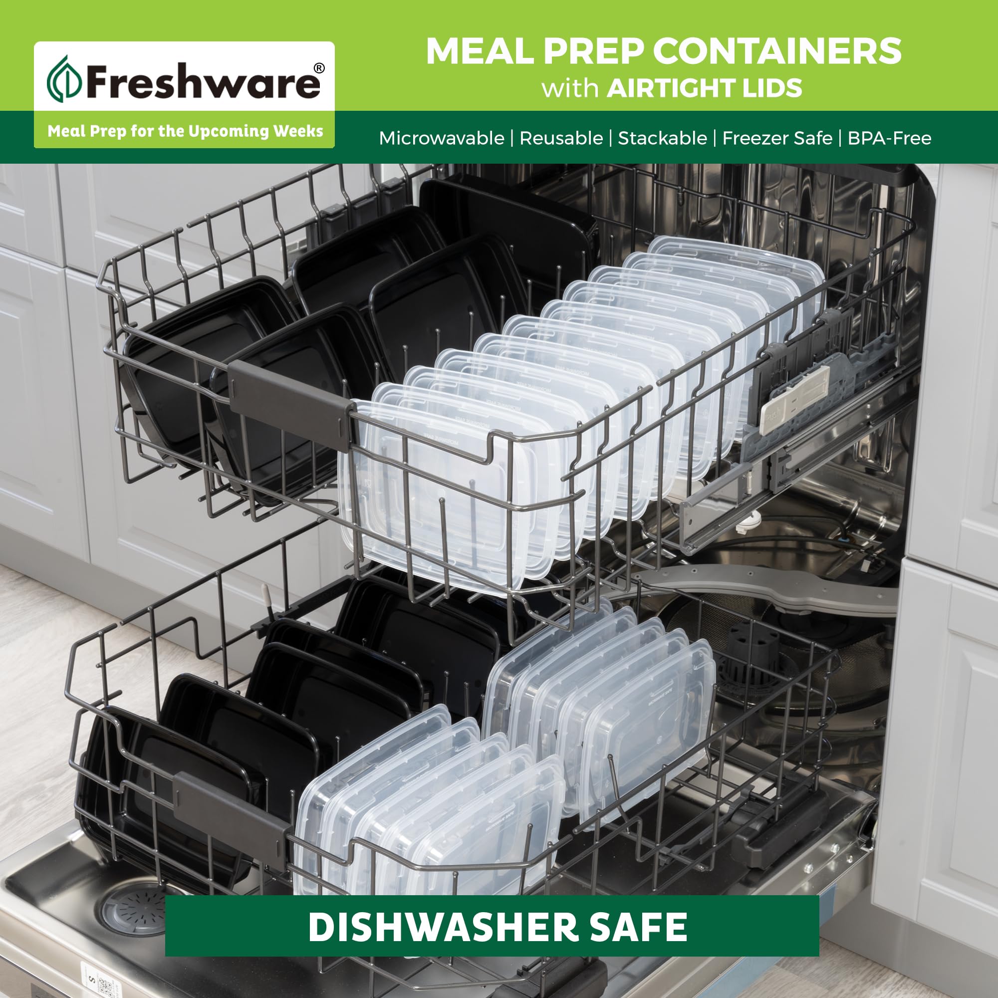 Freshware caja bento en uso con almuerzo preparado y fácil transporte