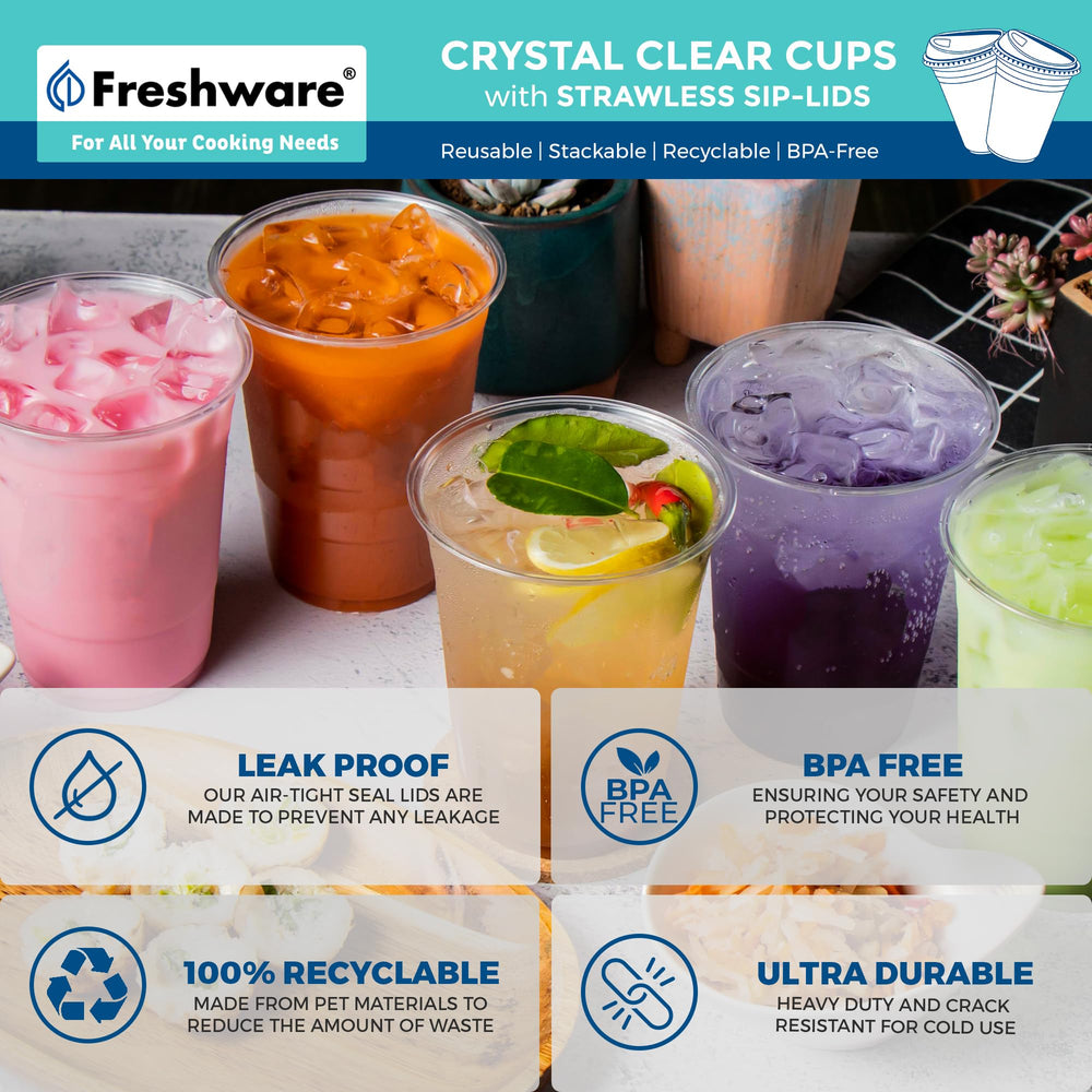 Freshware vaso en uso en fiesta con tapa sip mostrando facilidad de transporte