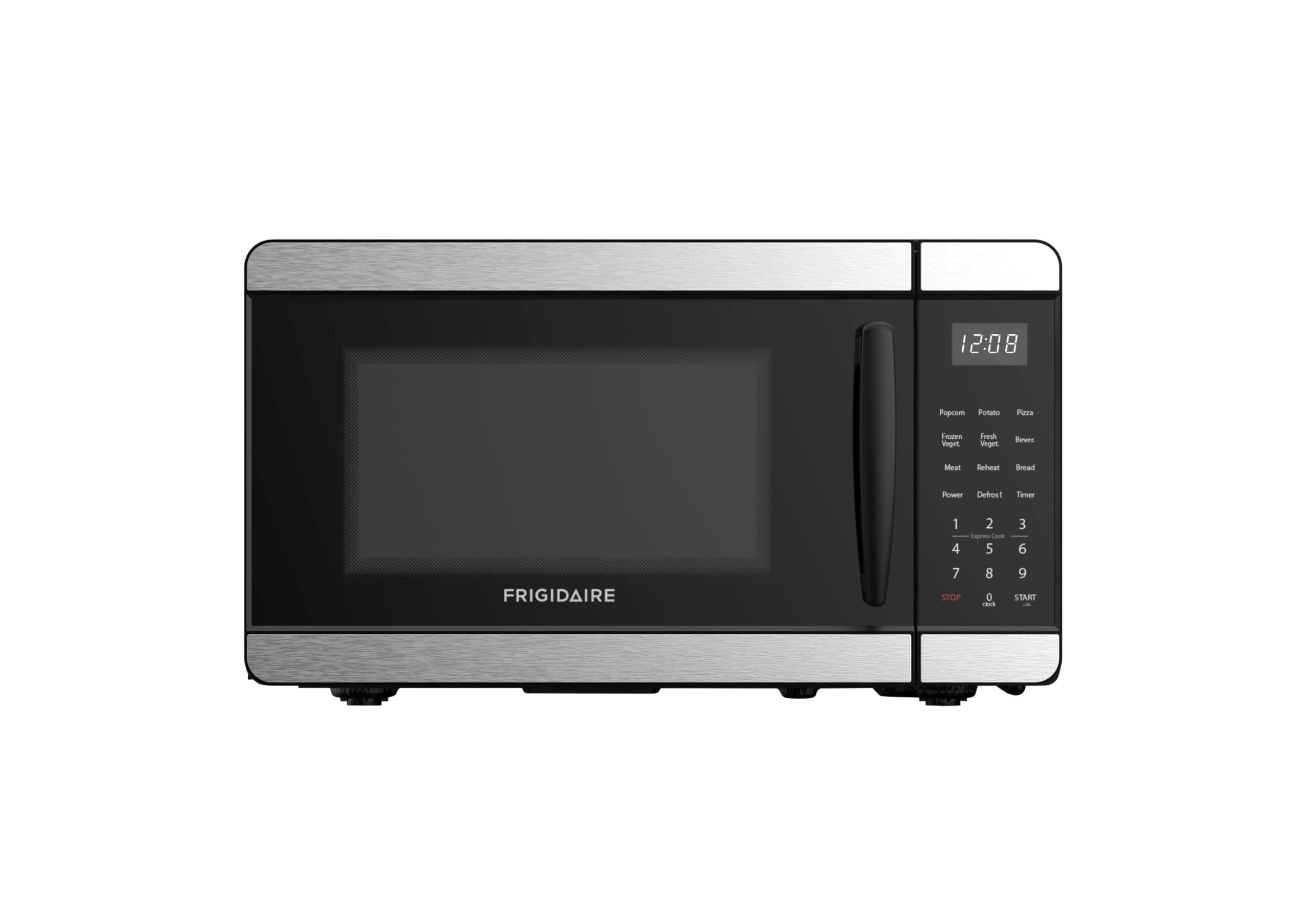 Frigidaire EMW727 detalle del acero inoxidable resistencia a manchas y estética