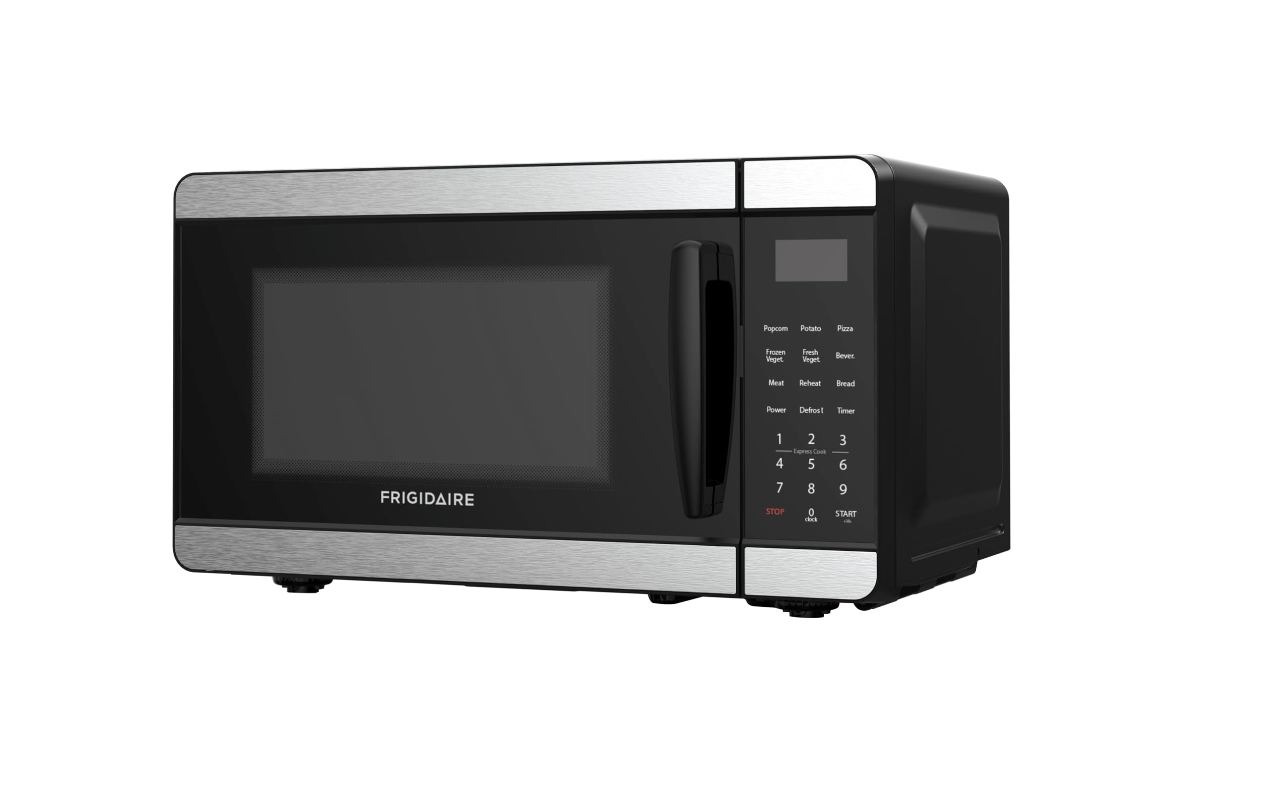 Frigidaire EMW727 interior con plato de vidrio calor uniforme y fácil lavado