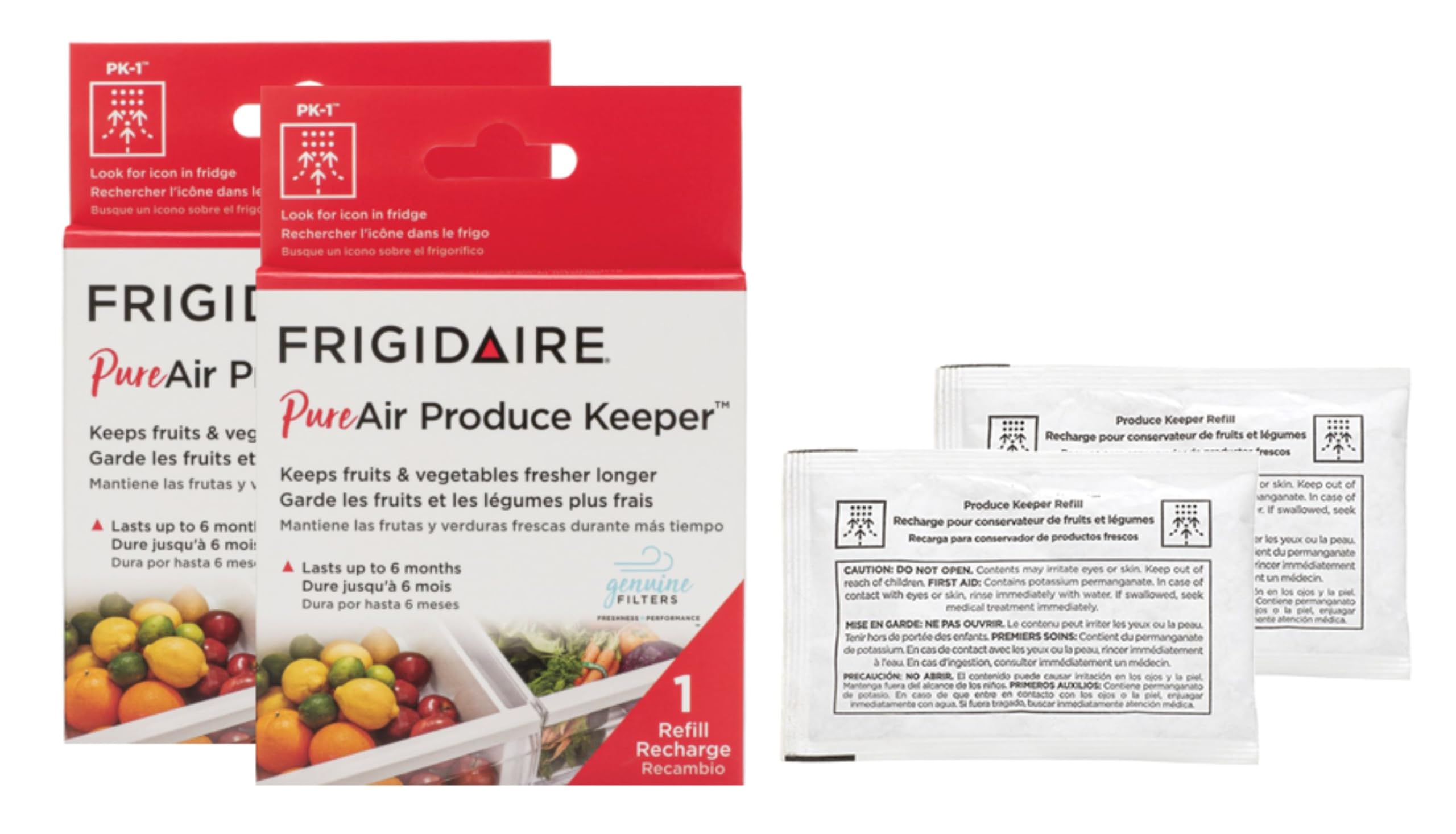 Frigidaire pack frontal mostrando filtro y ahorro por mayor frescura