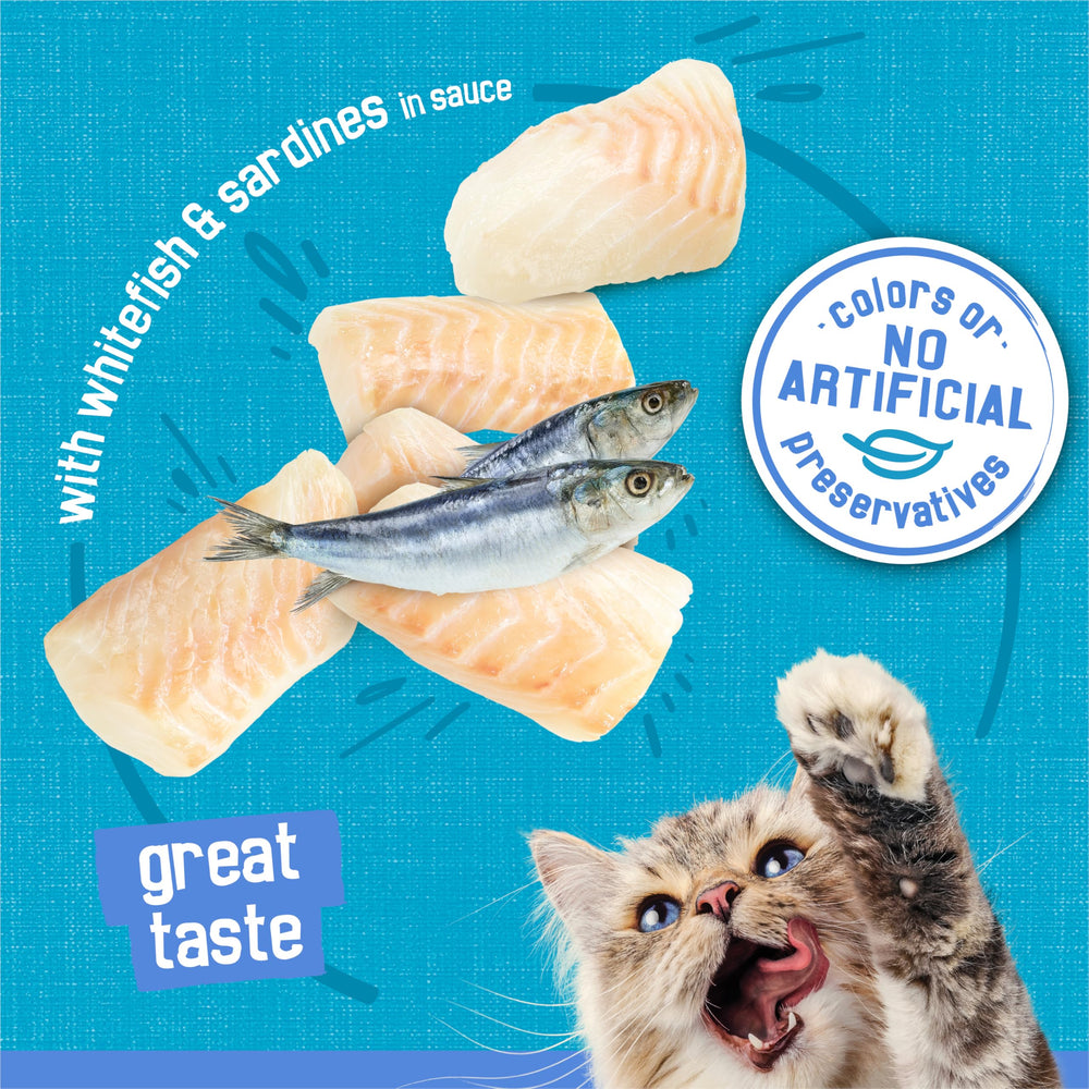 Friskies recyclable cans stacked, eco-friendly packaging benefit