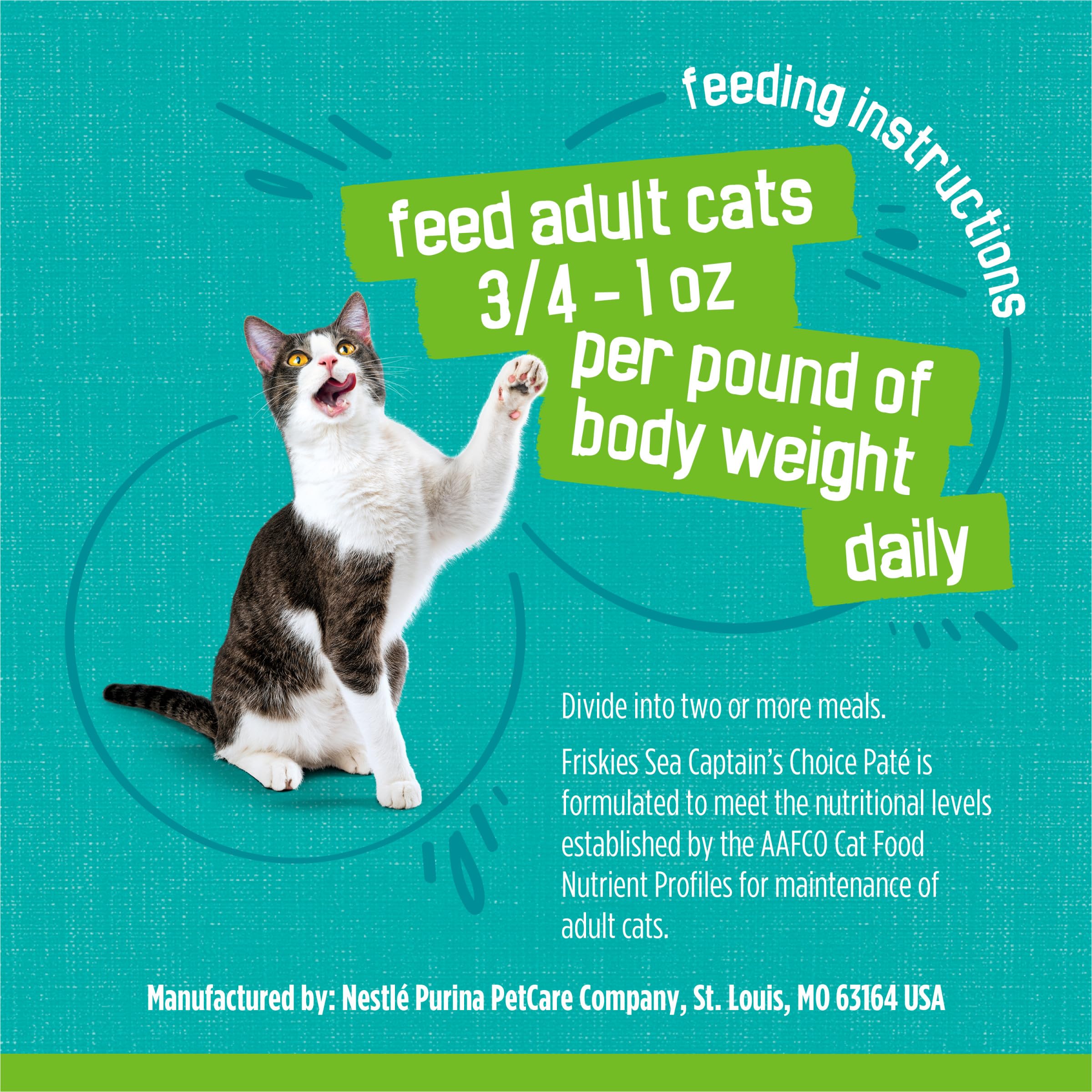 Friskies lata junto a regla para comparar tamaño y porción real