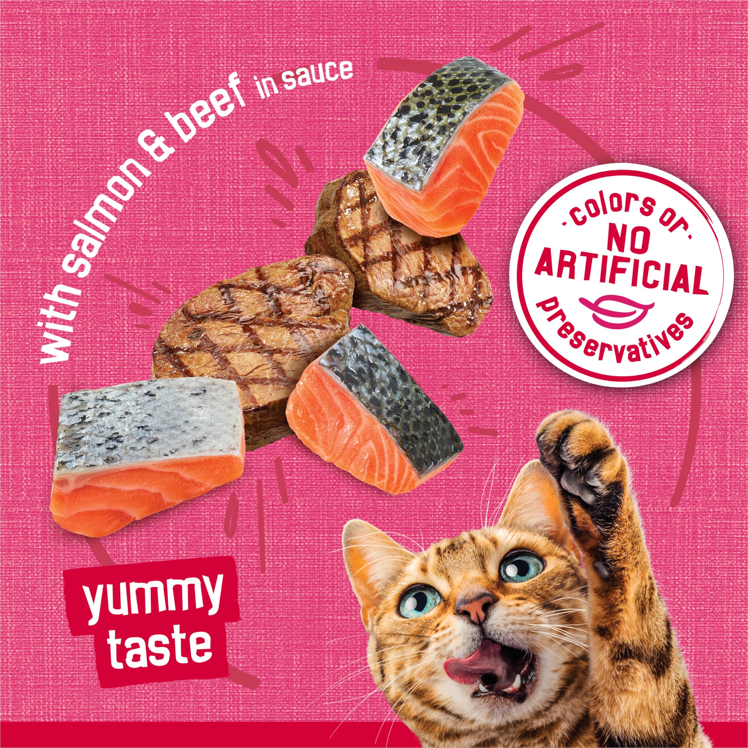 Friskies lata junto a regla para comparar tamaño y porción práctica