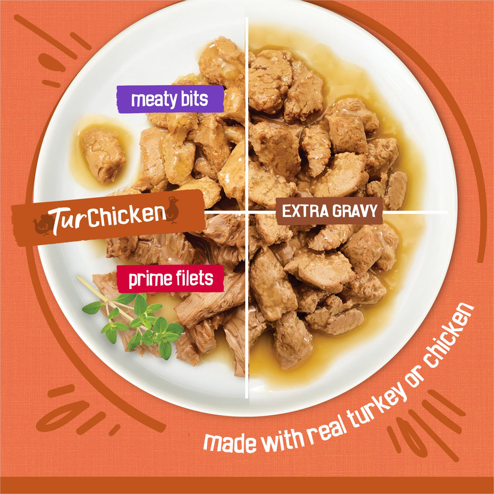 Friskies comparación de tamaño de lata en mano para visualizar porción