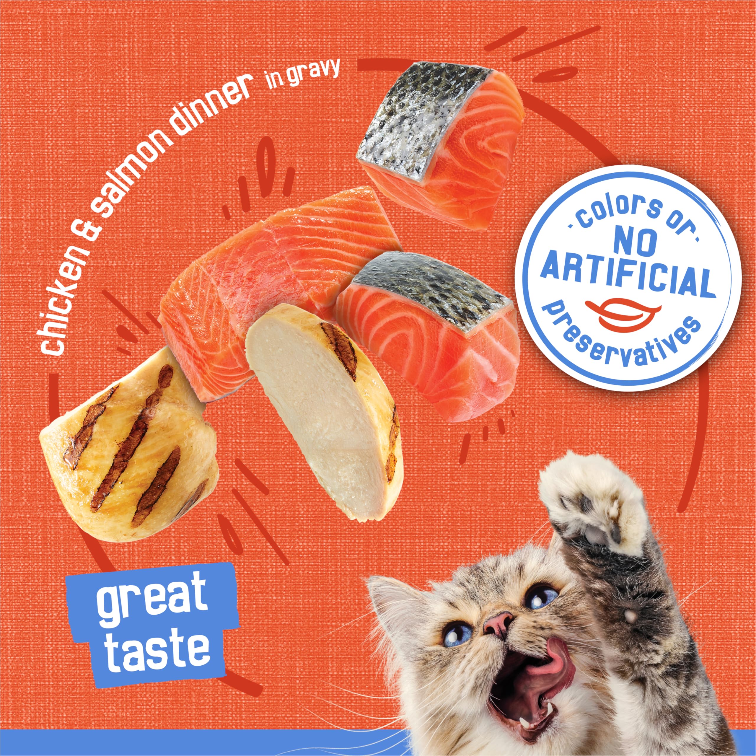 Purina Friskies etiqueta nutricional visible, asegura información completa y equilibrada