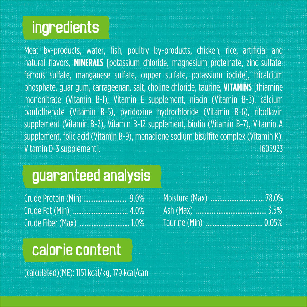 Friskies etiqueta de ingredientes, transparencia en vitaminas y minerales