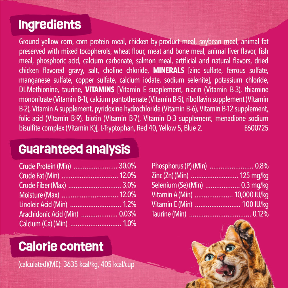 Friskies etiqueta nutricional visible con listado de 40 nutrientes