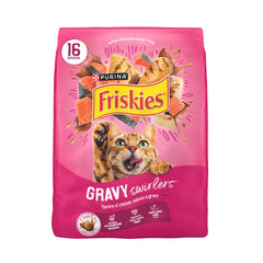 Friskies frente del empaque 16 lb mostrando diseño y sabores