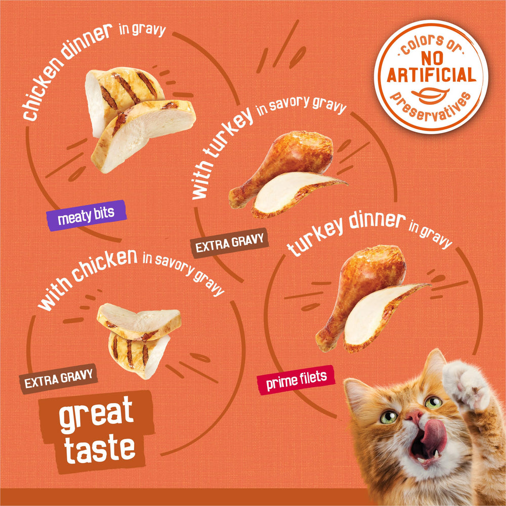 Friskies ingredientes clave pollo y pavo frescos, transparencia en la receta