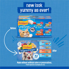 Friskies lata abierta con trozos en salsa, textura apetecible que estimula el apetito