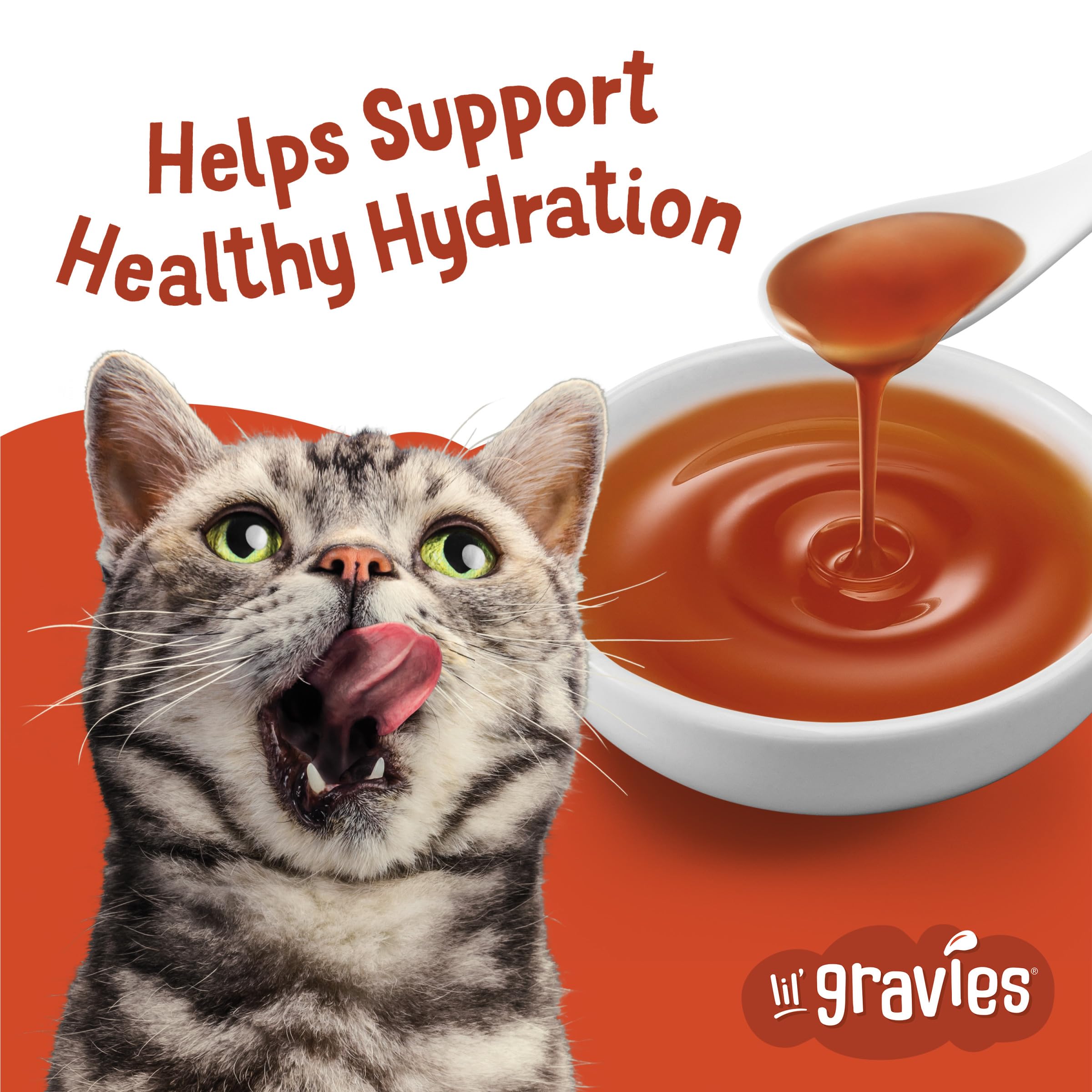 Friskies gravy vertido sobre croquetas, mejora la palatabilidad del alimento