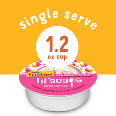 Friskies taza abierta salmón con caldo sedoso, sabor auténtico