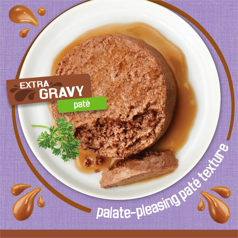 Close-up of Friskies pate texture showing smooth consistency, easy for cats to lap