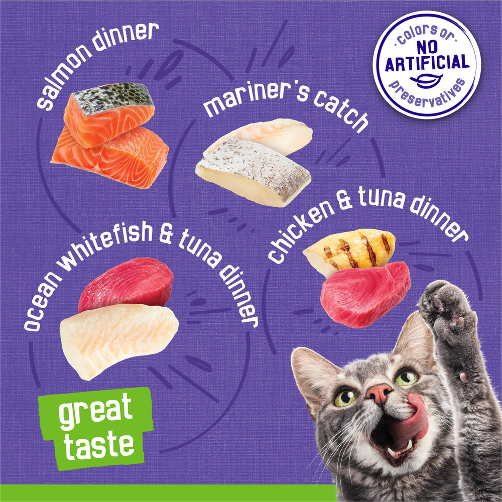Friskies comparación de tamaño de lata junto a regla para escala