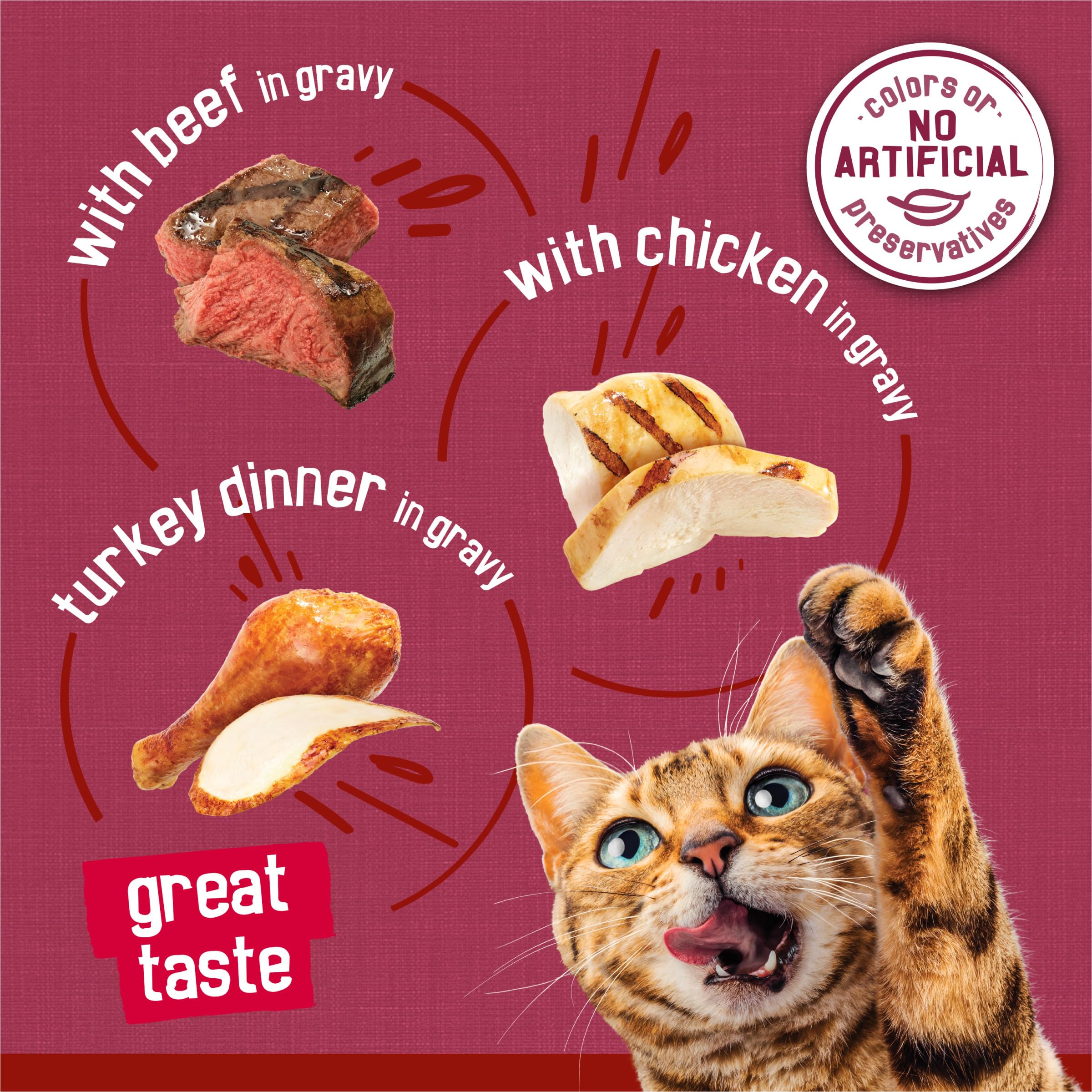Friskies lata junto a mano para comparar tamaño y porción