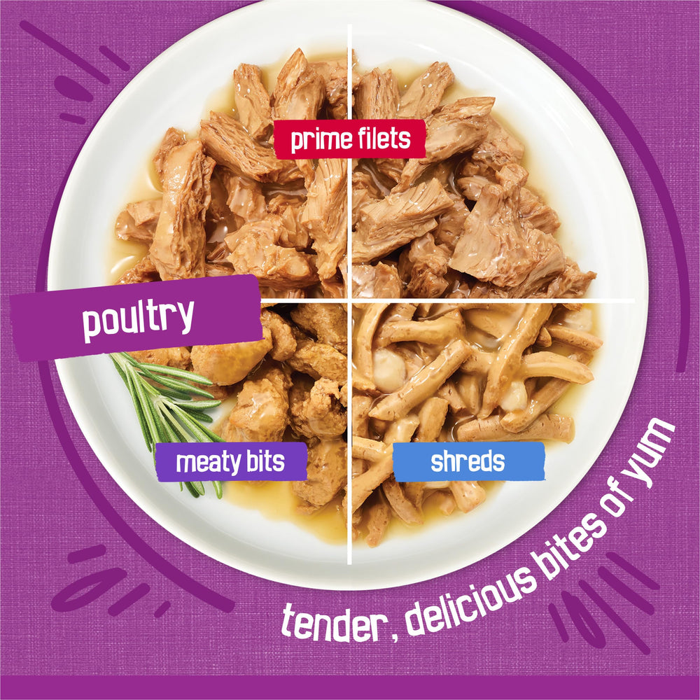 Friskies Purina close-up de desmenuzado para apetito y digestión