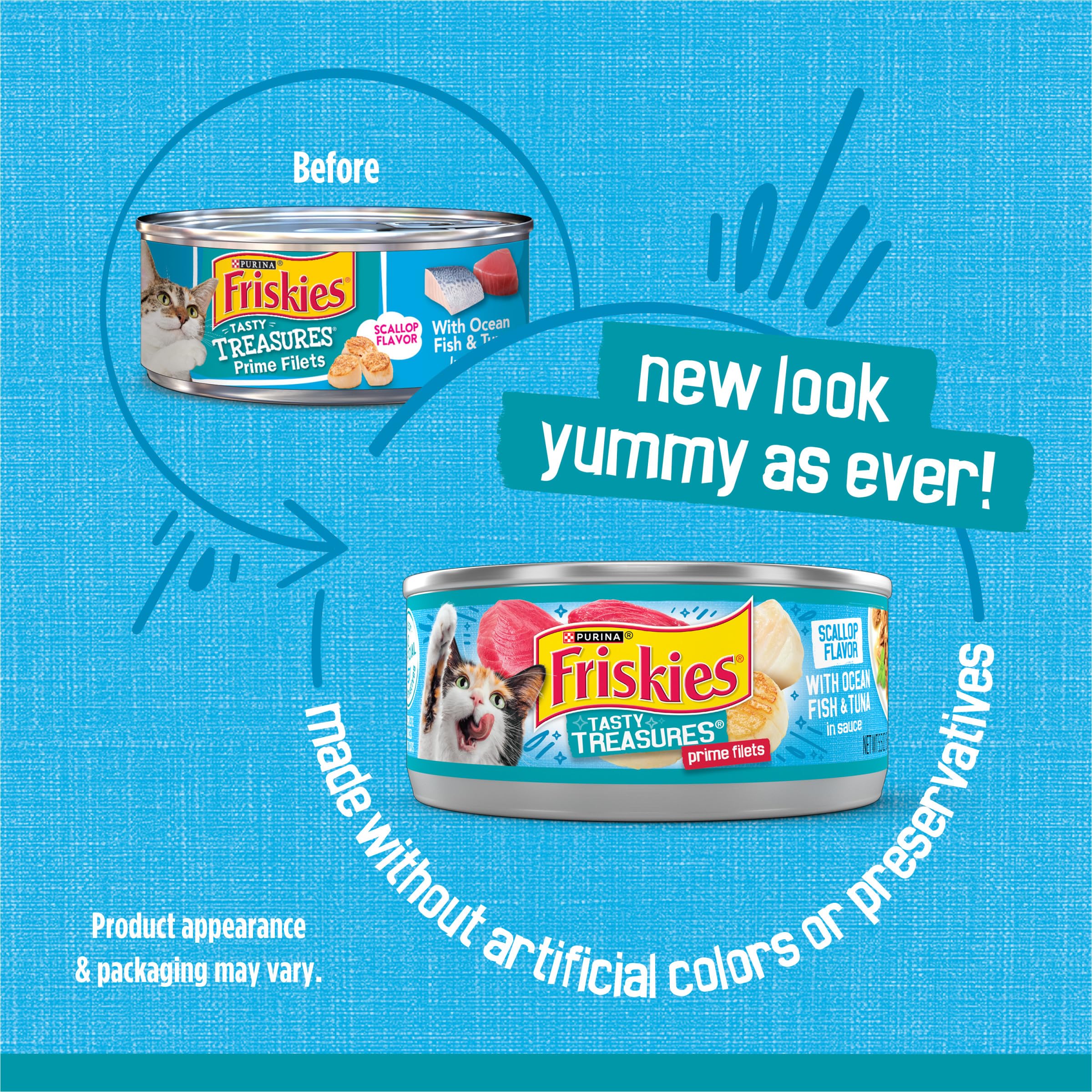 Friskies Purina textura en salsa realzando hidratación y atractivo