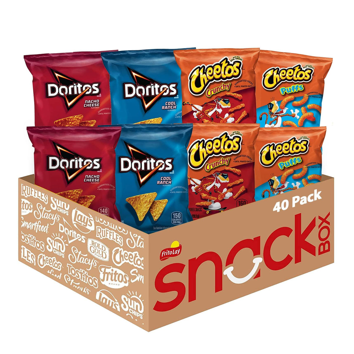 Frito-Lay mostrando empaque frontal y variedad en una caja