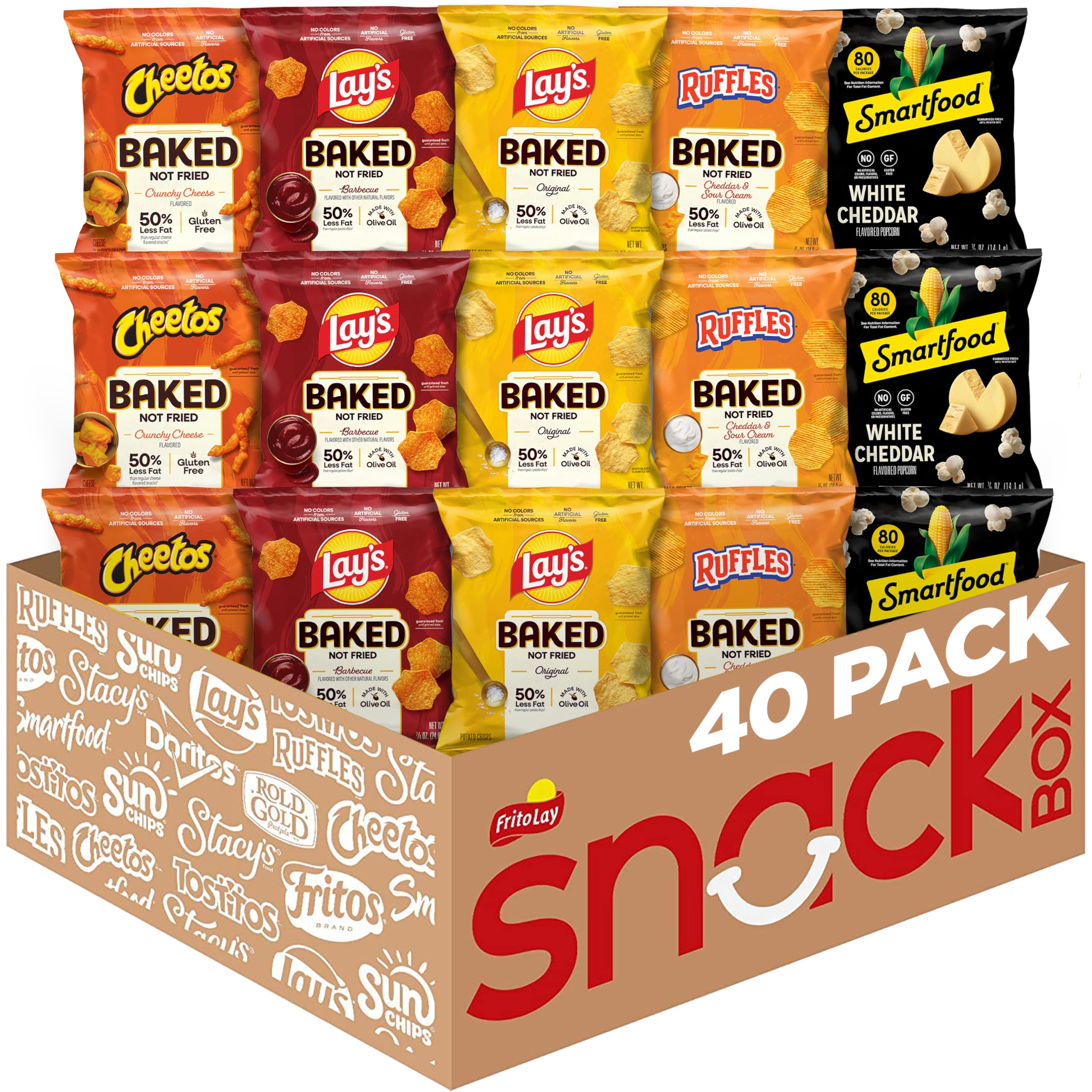 Frito Lay empaque frontal del pack de 40 porciones mostrando variedad y conveniencia