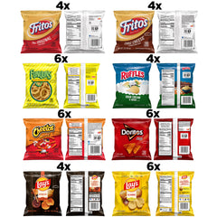 Frito Lay variedad de bolsas dispersas mostrando colores y selección para eventos.