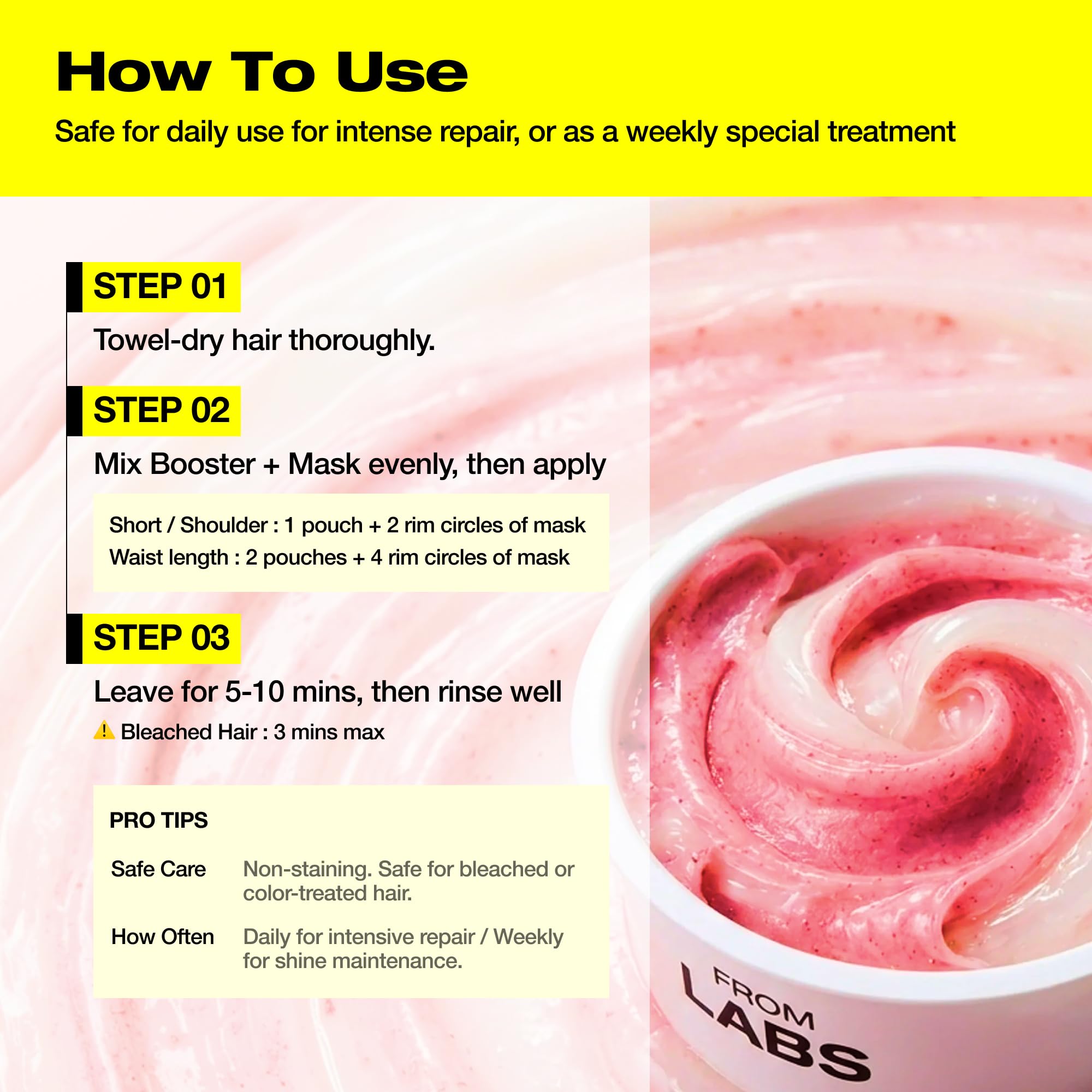 FROMLABS instrucciones impresas para uso de 3 a 5 minutos