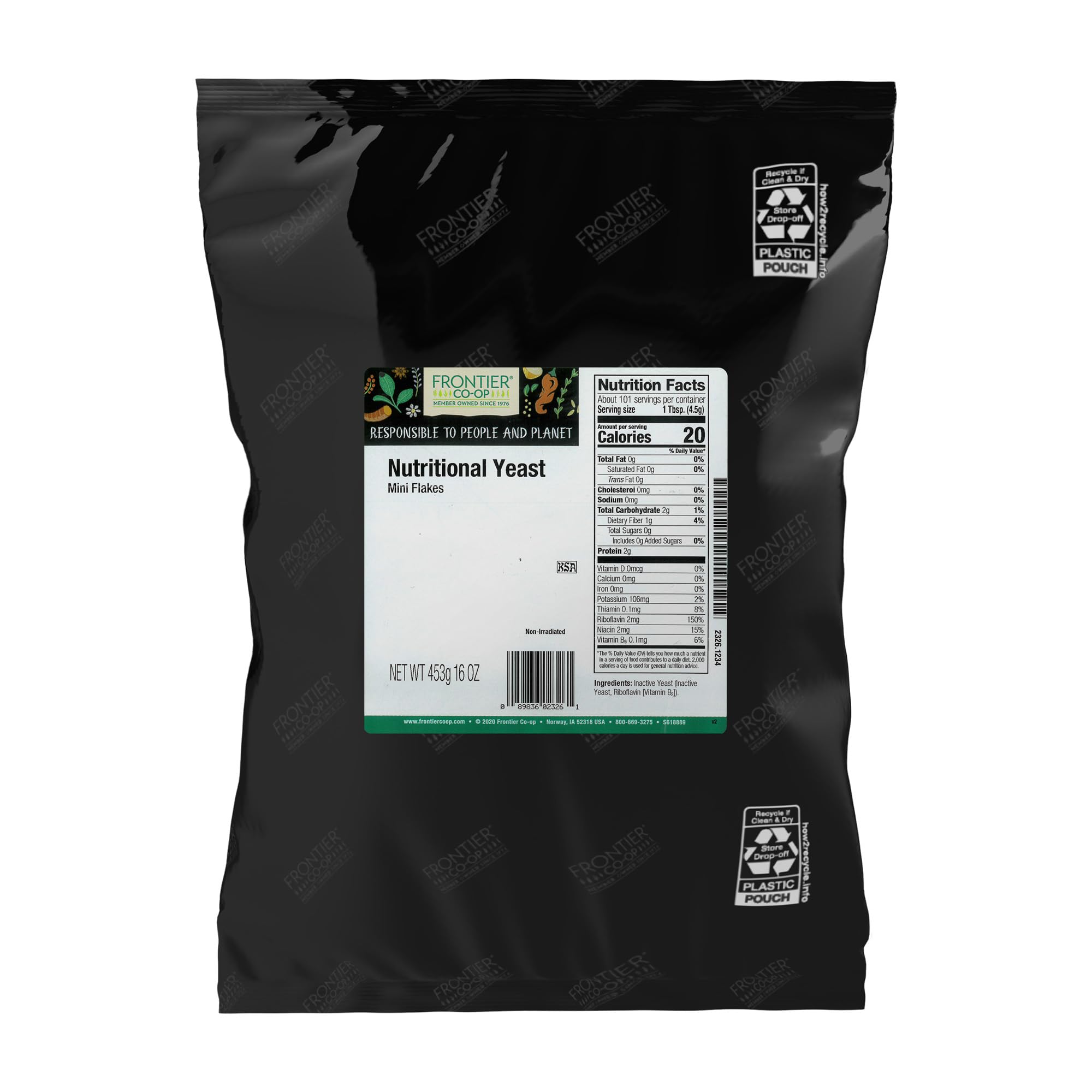 Frontier Co-op paquete frontal 1 lb mostrando el envase y marca, práctico para cocinar