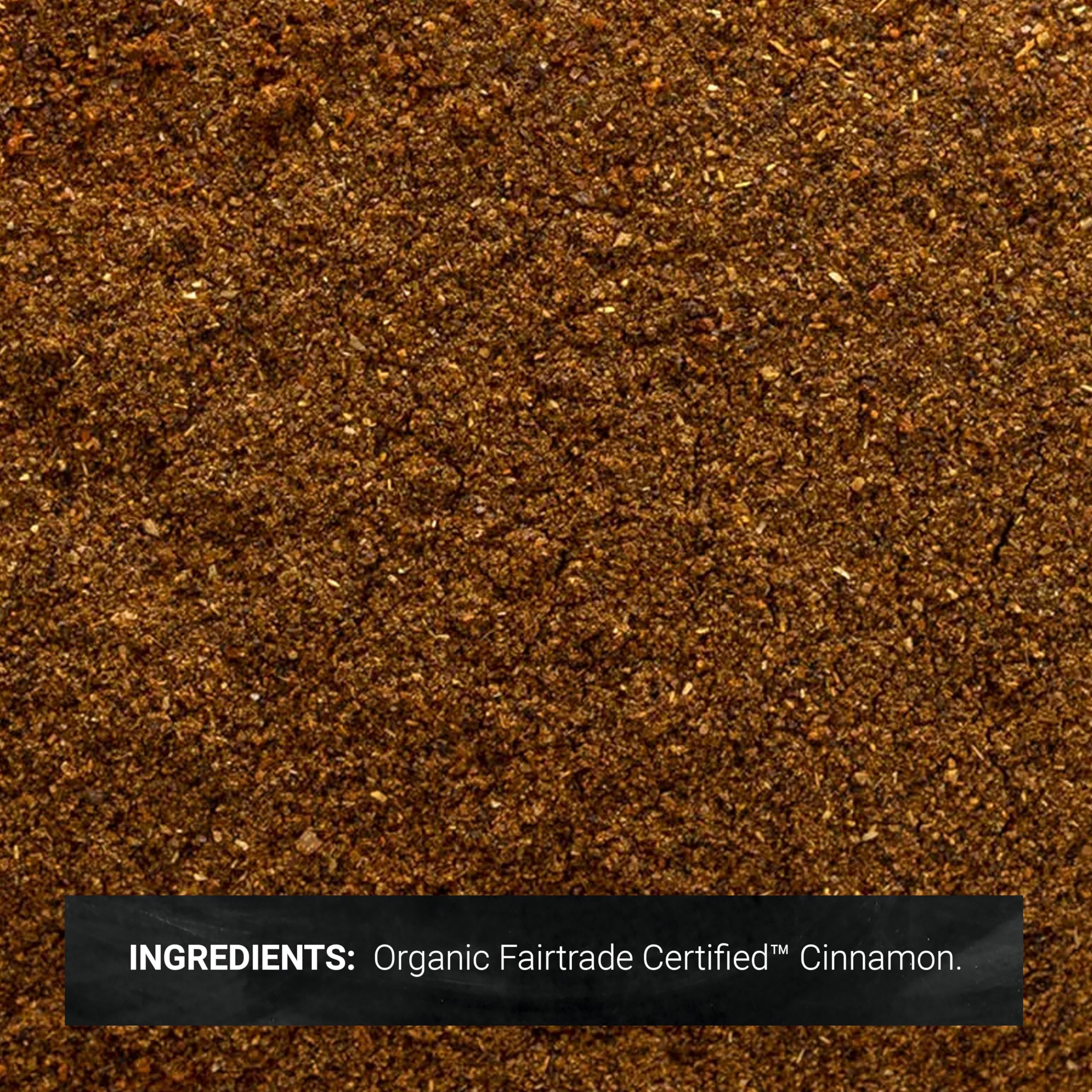 detalle de la textura del polvo de Frontier Co-op canela Ceilán con aroma visible