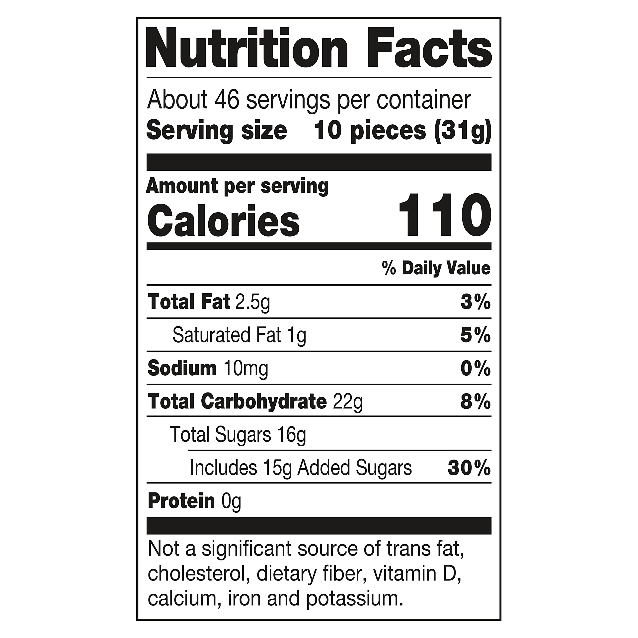 Frooties etiqueta nutricional visible con información de calorías y alérgenos