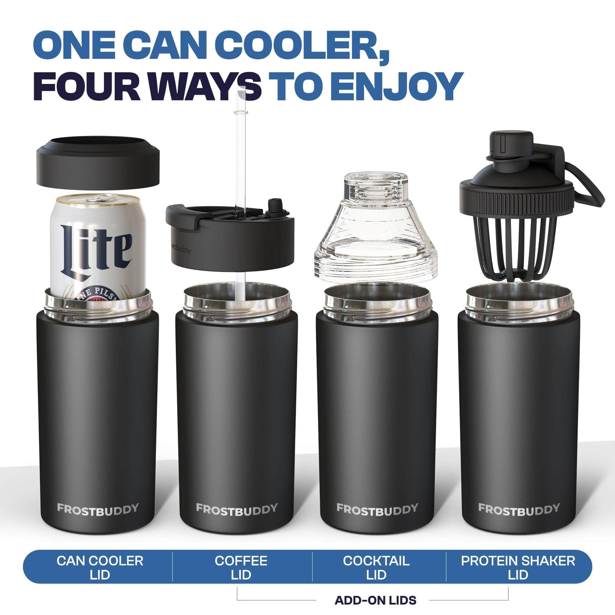 Frost Buddy con tapa de pajilla opcional para beber sin derrames