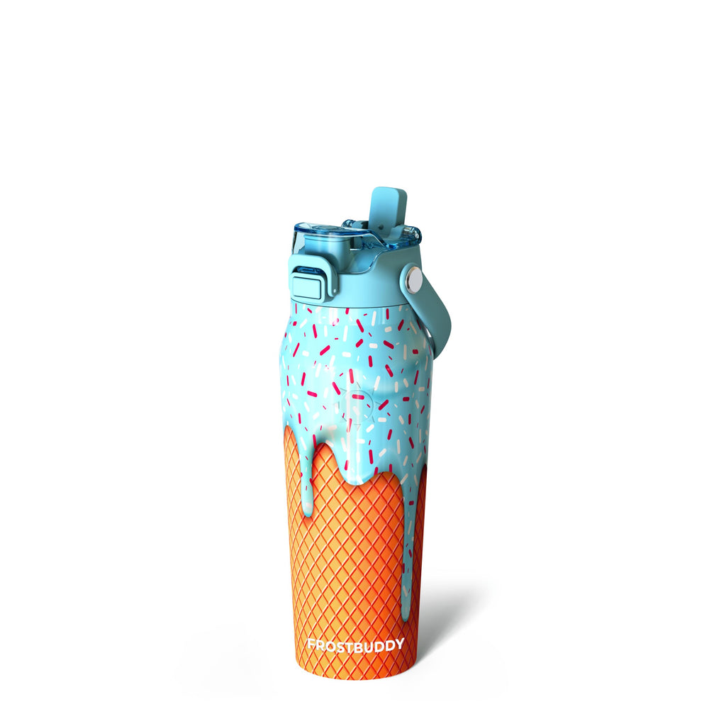 Frost Buddy vista frontal de la botella 24oz mostrando diseño y capacidad