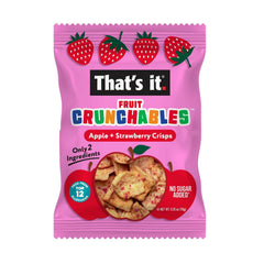 Fruit Crunchables sobre abierto con tiras crujientes, textura crujiente y sin azúcares añadidos