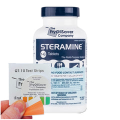 THE FRYOILSAVER COMPANY botella Steramine vista frontal, identificación clara
