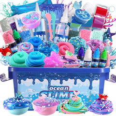 fsutvitg empaque frontal del kit ocean slime muestra contenidos y beneficio regalo listo