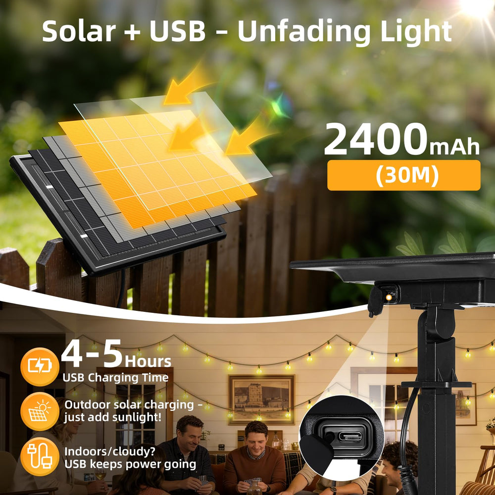 FUANXIEI panel con estaca instalado en césped para mejor captación solar