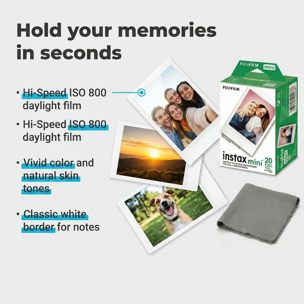 Fujifilm impreso primer plano con borde blanco, Instax Mini que conserva colores vivos