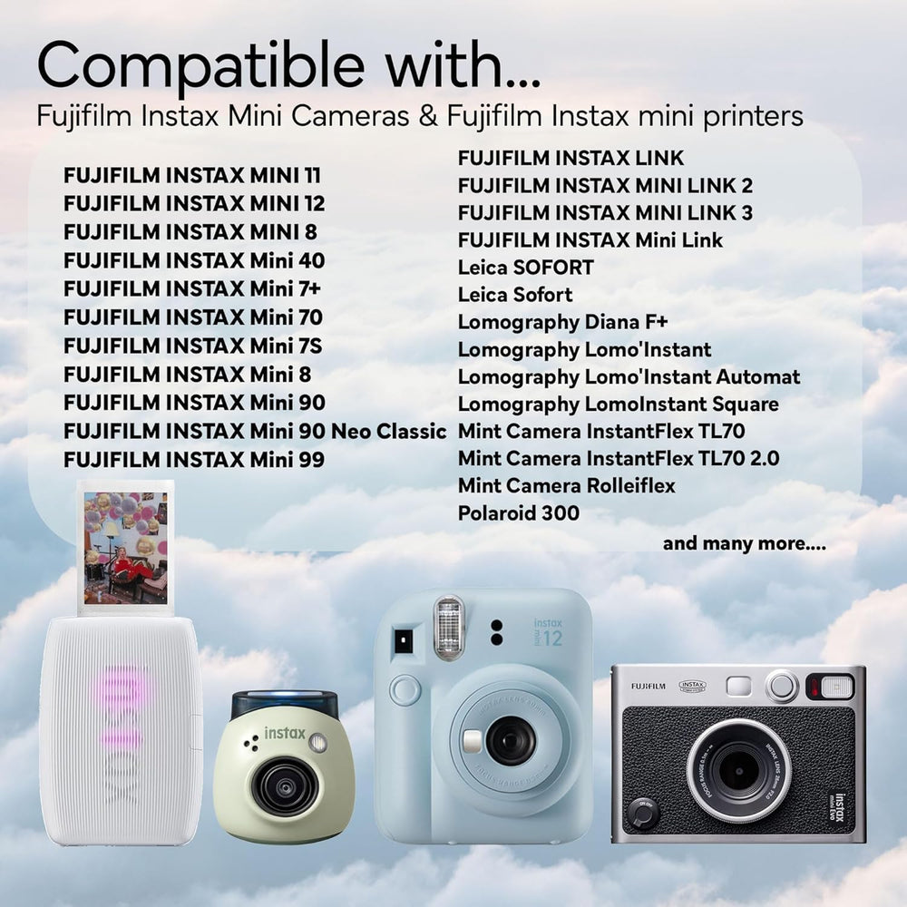 Fujifilm hojas de película colocadas dentro de una cámara Instax Mini, carga fácil y segura