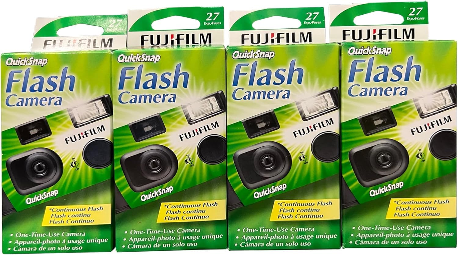 Fujifilm QuickSnap vista frontal mostrando diseño compacto y listo para usar