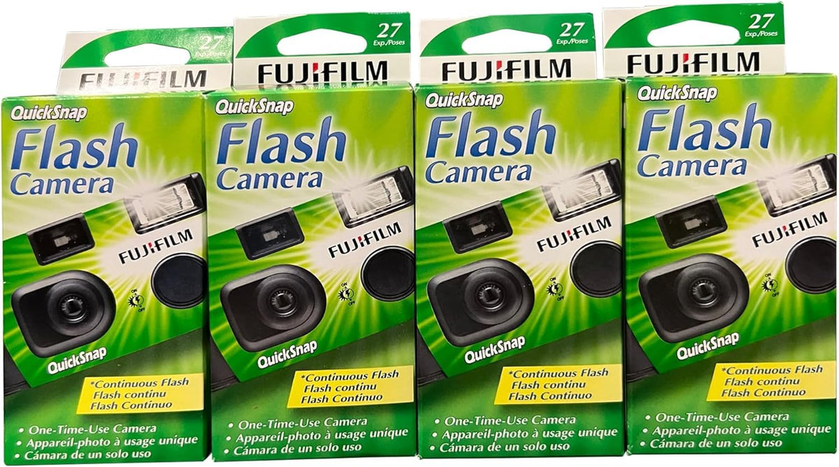 Fujifilm QuickSnap vista frontal mostrando diseño compacto y listo para usar