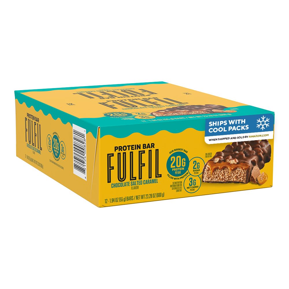 FULFIL frente del empaque mostrando sabor chocolate caramelo y conveniencia