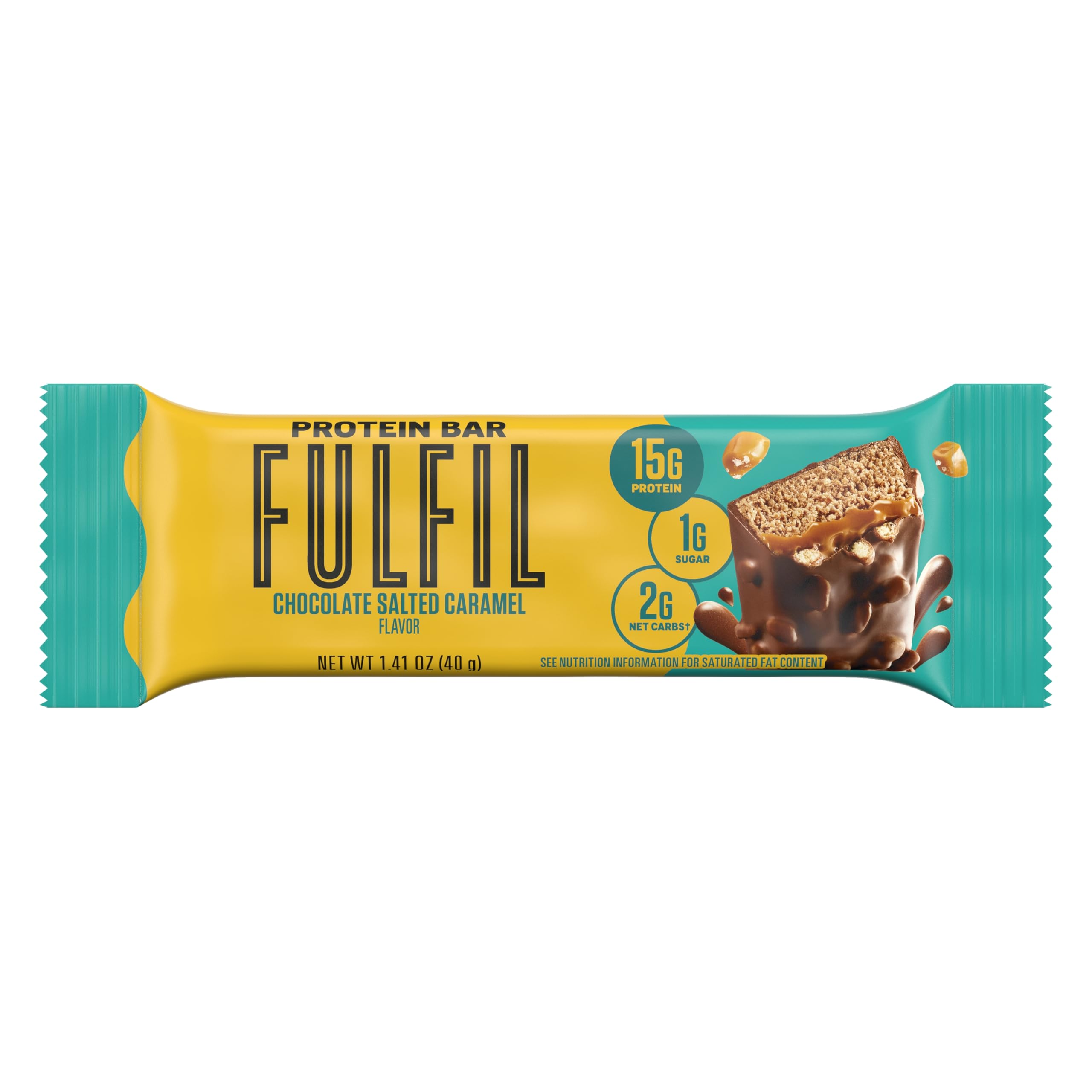 FULFIL barra colocada en escritorio junto a café para snack rápido y energético