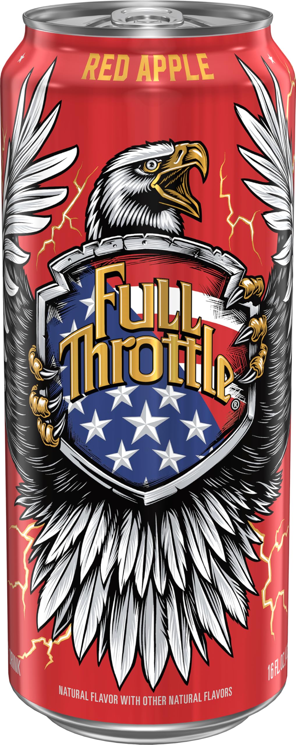 Full Throttle lata en mano para comparar tamaño y capacidad