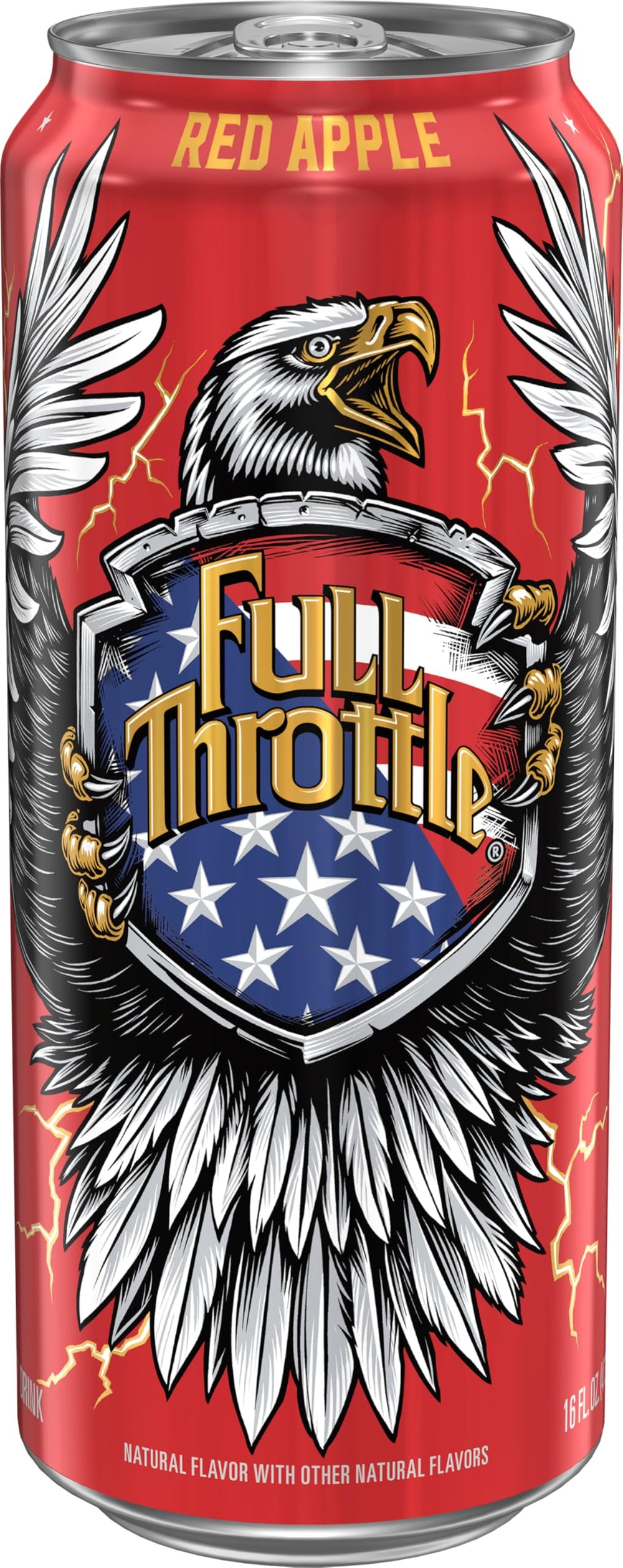 Full Throttle lata en mano para comparar tamaño y capacidad
