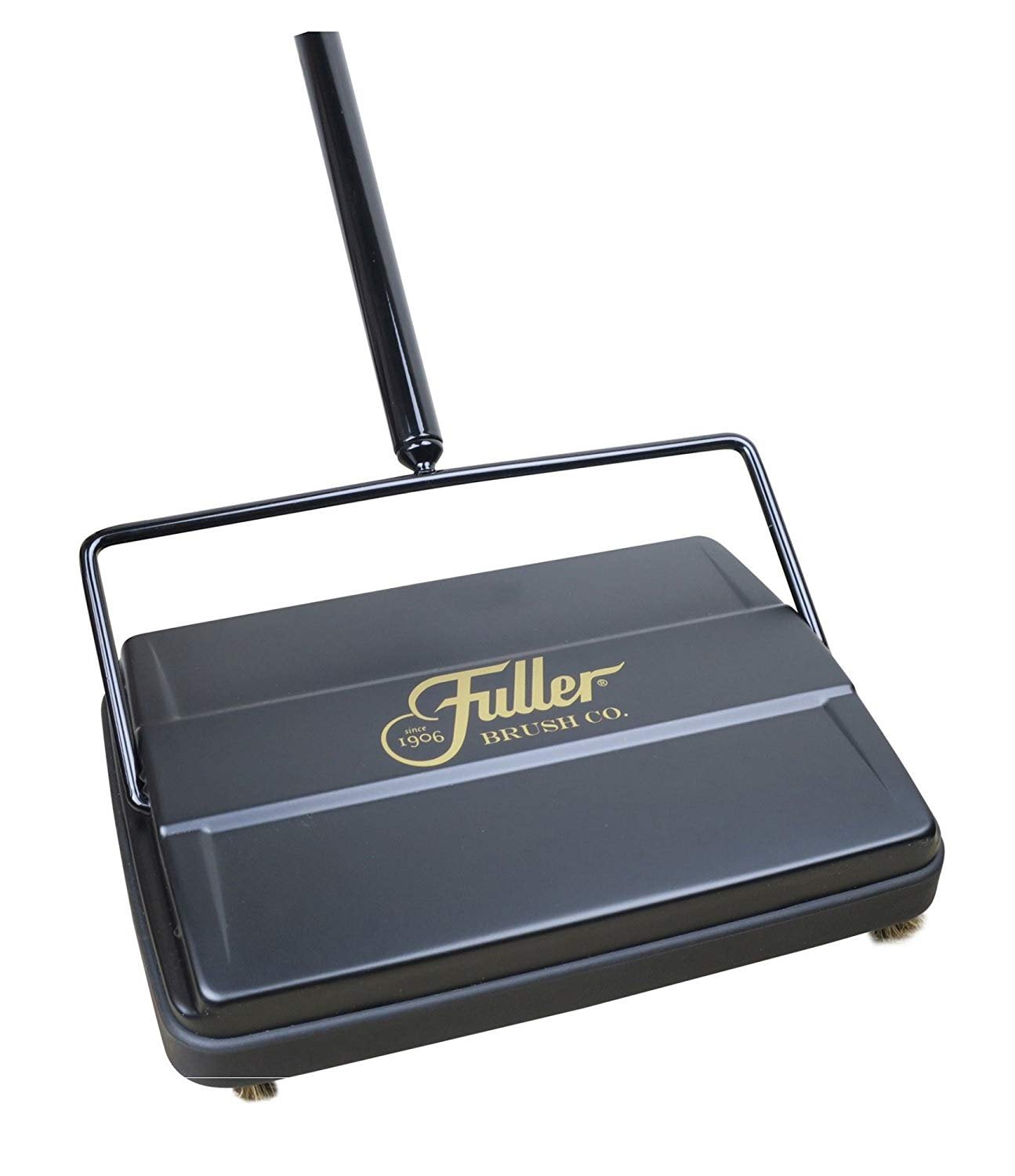 Fuller Brush vista frontal del barrendero mostrando diseño compacto y siempre listo