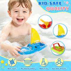 FUN LITTLE TOYS boats floating in a bathtub encouraging imaginative splash play