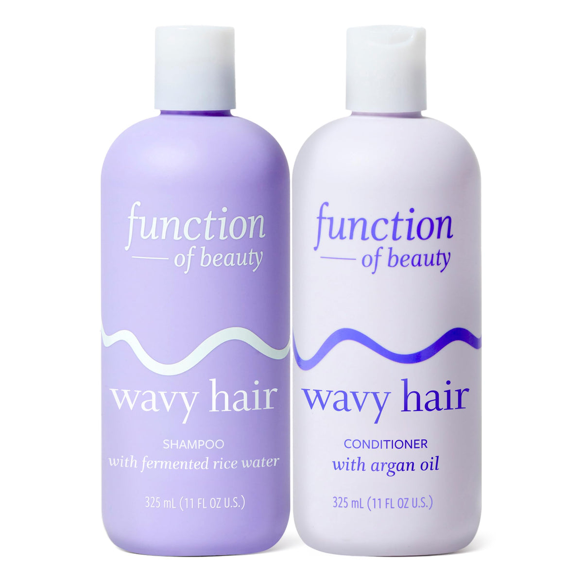Function of Beauty set frontal mostrando botellas y beneficio antifrizz